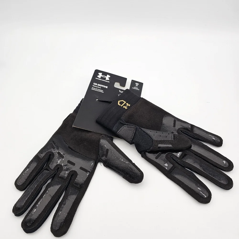 Under Armour Motive Batting Gloves Softball Black/Gold Womens Size M 1372532-001